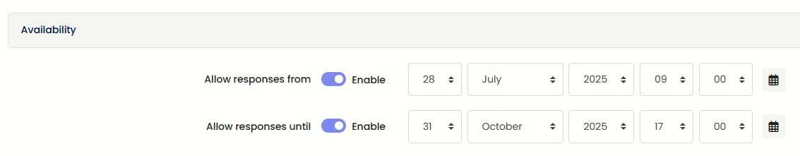 Moodle - Activity Settings - Availability
